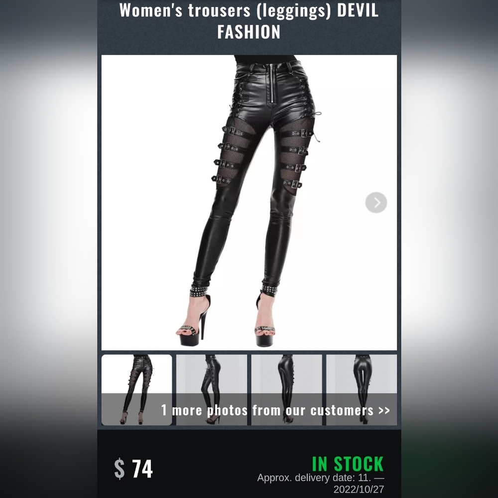 Devil Fashion Black Gothic Buckle Belt Mesh Legging for Women size 2xl